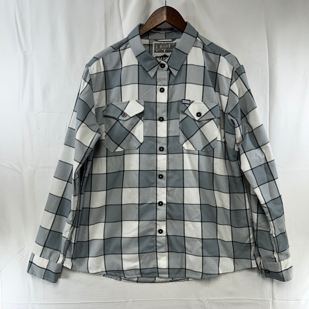 Dixxon Flannel Company Madden Shirt Womens XL Grey‎ Plaid D-Tech Long Sleeve